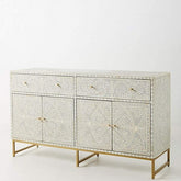 Maaya Bone Inlay Chest of Drawer sideboard White Floral